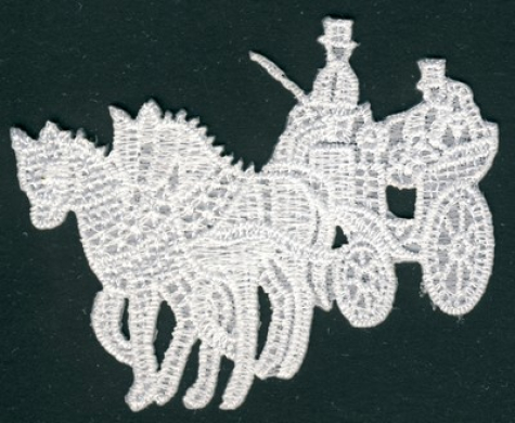 Stickerei Hochzeitskutsche mit Brautpaar 7cm - weiß <br> 1 Stück, aufbügelbar