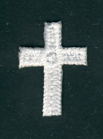 Stickerei Kreuz 2,5x2cm - weiß <br> 1 Stück, aufbügelbar