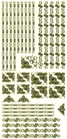 Sticker Bordüren & Ecken - gold <br> 1 Bogen 23x10 cm
