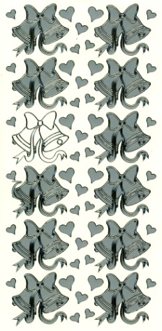 Sticker Hochzeitsglocken - silber <br> 1 Bogen 10x23 cm