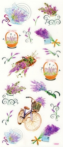 Foliensticker Lavendel <br> bunt mit Silberdruck <br> 1 Bogen 23x10 cm