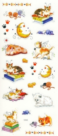 Foliensticker Katzen <br> bunt mit Silberdruck <br> 1 Bogen 23x10 cm