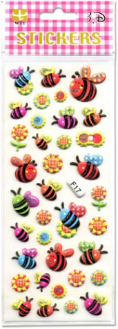 3-D Sticker Bienen und Blumen <br> 1 Bogen 7x16,7 cm
