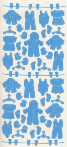 Sticker Babywäsche + Leine - babyblau <br> 1 Bogen 10x23 cm