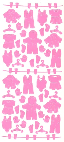 Sticker Babywäsche + Leine - rosa <br> 1 Bogen 10x23 cm