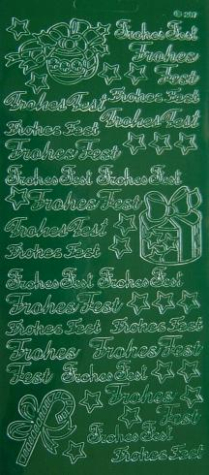 Sticker Frohes Fest - grün br 1 Bogen 10x23 cm
