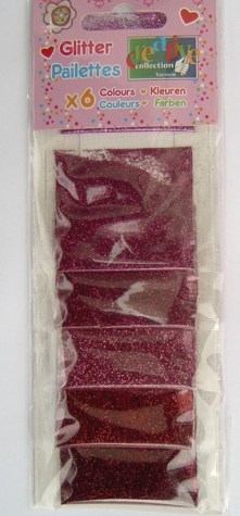 Glitter ultrafein - 6er Sortiment - rot