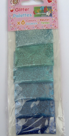 Glitter ultrafein - 6er Sortiment - blau
