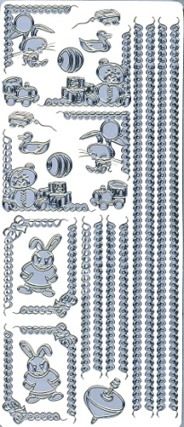 Sticker Baby Bordüren + Motive - silber   1 Bogen 23x10 cm