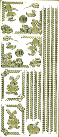 Sticker Baby Bordüren + Motive - gold <br> 1 Bogen 23x10 cm