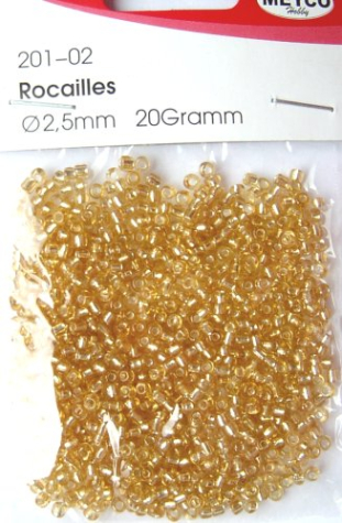 Rocailles Ø 2,5 mm - bleichgold mit Silbereinzug