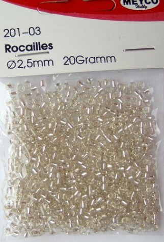 Rocailles Ø 2,5 mm - silber mit Silbereinzug