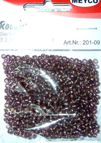 Rocailles Ø 2,5 mm - aubergine mit Silbereinzug