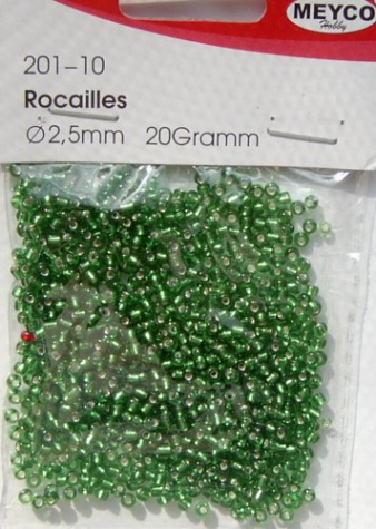 Rocailles Ø 2,5 mm - grün mit Silbereinzug