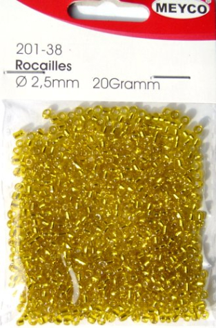 Rocailles Ø 2,5 mm - sonnengelb mit Silbereinzug