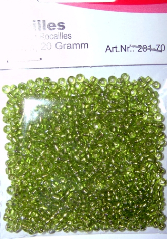 Rocailles Ø 2,5 mm - hellgrün mit Silbereinzug