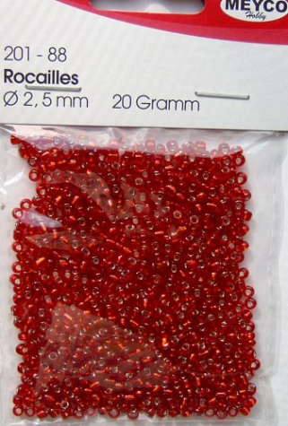 Rocailles Ø 2,5 mm - rot mit Silbereinzug