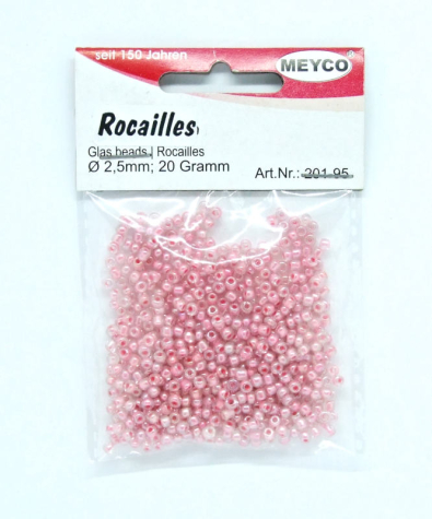 Rocailles Ø 2,5 mm - kristall mit Farbeinzug rosa