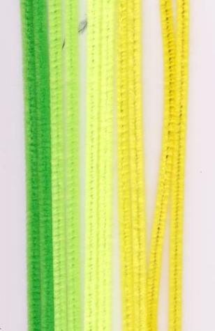 Chenilledraht-Sortiment - grün/gelb, 25 Stück