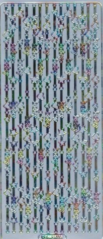 Sticker Linie Baby  - multicolor/silber <br> 1 Bogen 23x10 cm