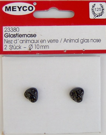 Glastiernase Ø 10mm, schwarz - 2 Stück
