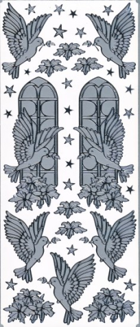 Spiegelsticker Friedenstauben - silber  <br> 1 Bogen 10x24 cm