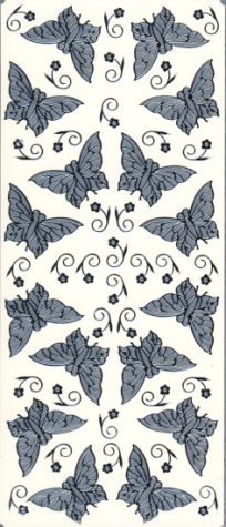 Spiegelsticker Schmetterlinge - silber  <br> 1 Bogen 10x24 cm
