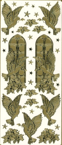 Spiegelsticker Friedenstauben - gold  <br> 1 Bogen 10x24 cm