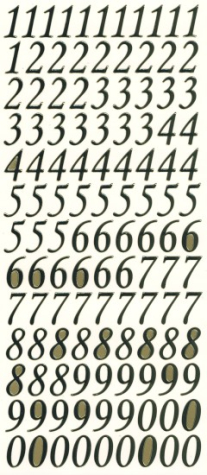 Spiegelsticker Zahlen - gold <br> 1 Bogen 10x24 cm