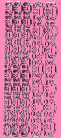 Sticker Rand mit Ovalen - rosa/silber <br> 1 Bogen 10x23 cm