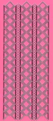 Sticker Rand mit Rauten - rosa/silber <br> 1 Bogen 10x23 cm