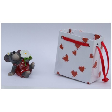 Maus sitzend mit Gänseblümchen - Im Geschenkbeutel