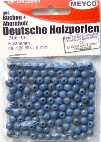 Holzperlen Ø 6 mm, ca. 120 Stück - hellblau