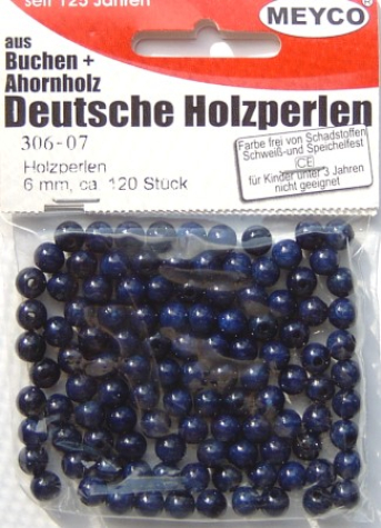 Holzperlen Ø 6 mm, ca. 120 Stück - marineblau