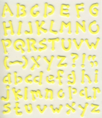 Alphabet Embossed Sticker gelb