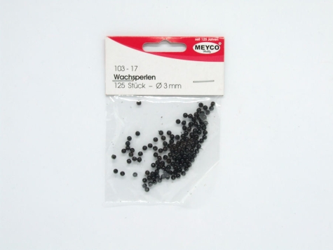 Wachsperlen Ø 3mm, ca. 125 Stück - schwarz glänzend