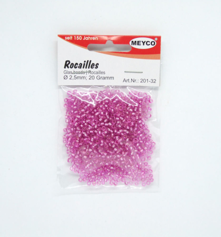 Rocailles Ø 2,5 mm - rosa mit Silbereinzug