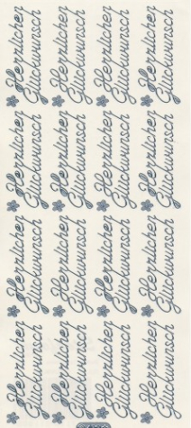 Sticker Herzlichen Glückwunsch - 400 - silber <br> 1 Bogen 23x10 cm
