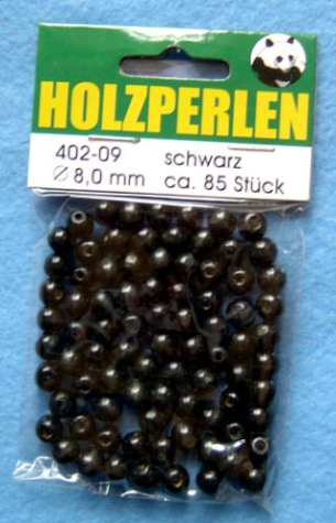 Bastel-Holzperlen Ø 8mm, ca. 85 Stück - schwarz