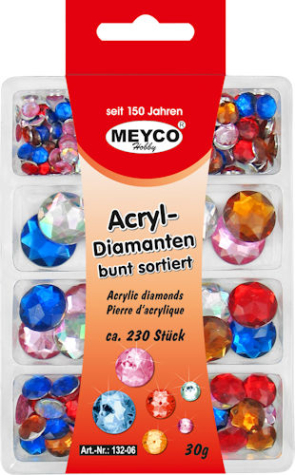 Acryl-Diamanten Set rund, bunt sortiert - ca. 230 Stück