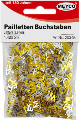 Pailletten Buchstaben - ca. 1.400 Stück - gold u. silber