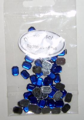 Acryl-Strasssteine Rechteck 6x8mm, blau - ca. 60 Stück