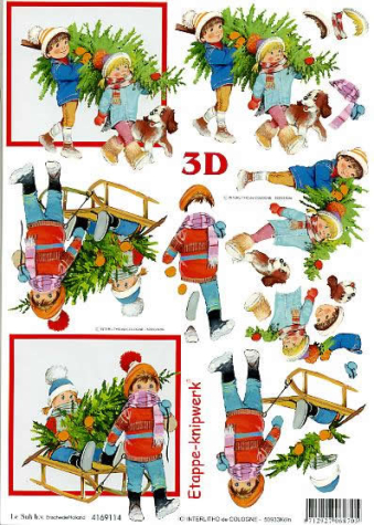 3D Bogen - A4 - Le Suh 4169114 - Weihnachtskinder + Schlitten