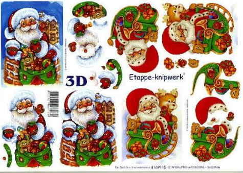 3D Bogen - A4 - Le Suh 4169115 - Weihnachtsmann auf Schlitten