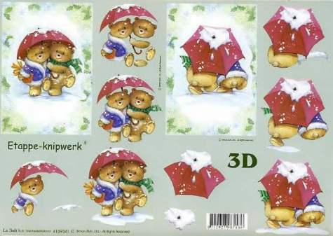 3D Bogen - A4 - Le Suh 4169341 - Weihnachtsbären + Schirm