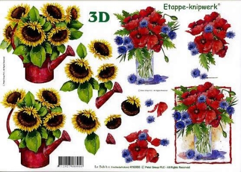 3D Bogen - A4 - Le Suh 416955 - Sonnenblumen in Gießkanne