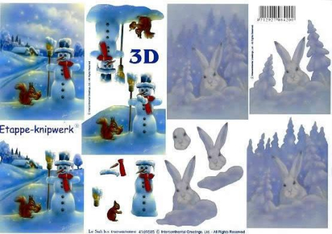 3D Bogen - A4 - Le Suh 4169585 - Schneemann + Hase