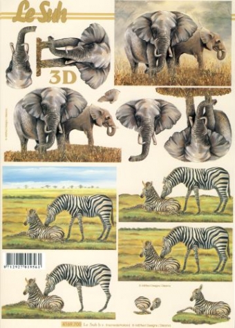 3D Bogen - A4 - Le Suh 4169700 - Elefant + Zebra