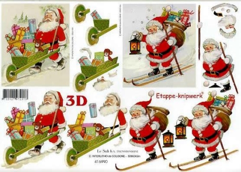 3D Bogen - A4 - Le Suh 416990 - Weihnachtsmann auf Ski