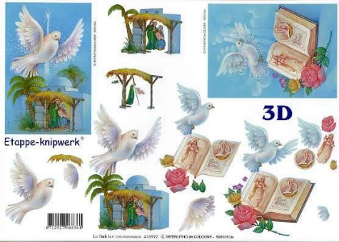 3D Bogen - A4 - Le Suh 416992 - Weihnachtskrippe und Taube